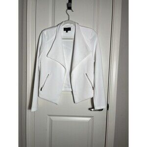 Premise Women's Studio White Textured Zip Pocket Blazer Size S
